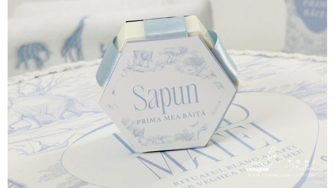 Set prima băiță după botez Safari Blue Jungle Ritualul blând al apei pentru băieți 26